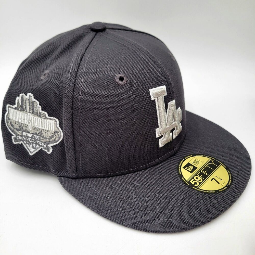 Los Angeles Dodgers New Era Dark Graphite 40th Patch 59Fifty Fitted Cap 7 1/4 - Picture 6 of 7
